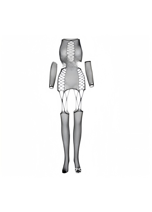 Lenjerie Sexy, Set Plasa, Maneci Lungi, Transparent, Multifunctional, Negru, M