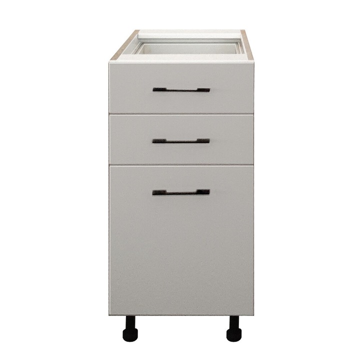 Corp inferior 2 sertare si 1 usa, Bergamo, pal alb /casmir ( BEJ), 400 x 530 x 860 mm