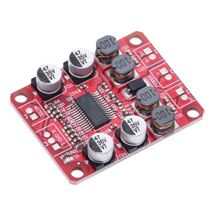 2x15W-os sztereó hangerősítő TPA3110D2-vel, DC 8-26V