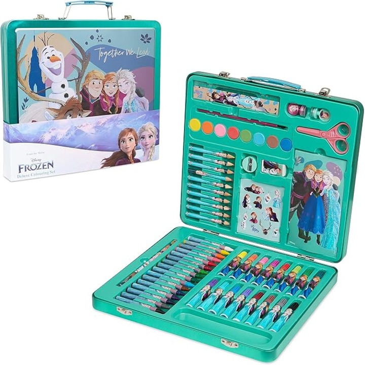 Színes íróeszköz készlet, Frozen, színes ceruzák, markerek, akvarellek, 30 cm