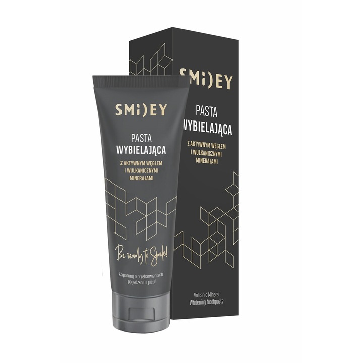 Fogkrém, Smiley, fehérítő, aktív szénnel és vulkáni ásványokkal, 75 ml