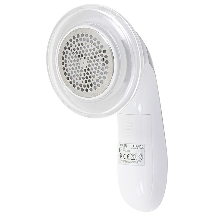 Adler AD9616 textilborotva, 50 ml, 5 W, 2 x AA elem, átmérő 5 cm, fehér