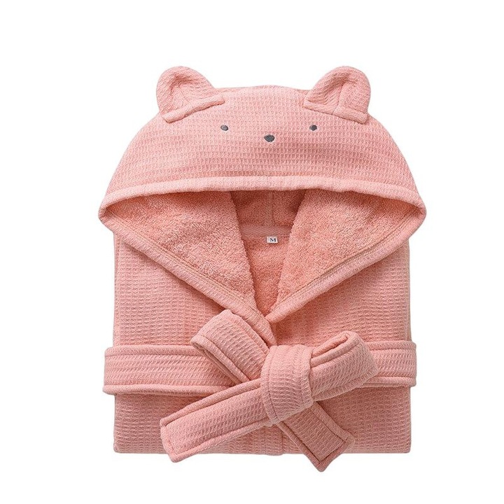 Детски халат за баня, бамбук, розов, M INTL