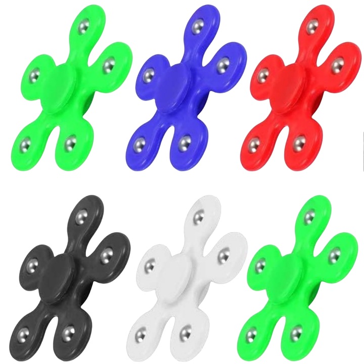 Комплект от 6 фиджет спинъра, антистрес, метални, многоцветни, 6,5x6,5 см