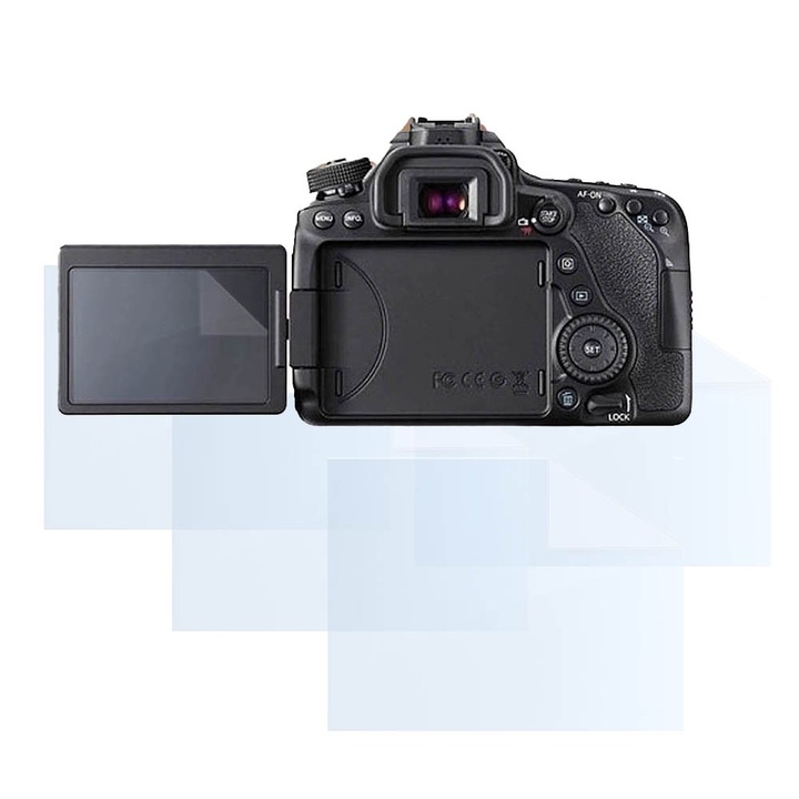 Fóliakészlet Canon EOS 80D, FONIX LENS DEFENSE, 4 szilikon képernyőfólia, ütésálló, karcmentes, regenerálható, tartós, időjárásálló, átlátszó