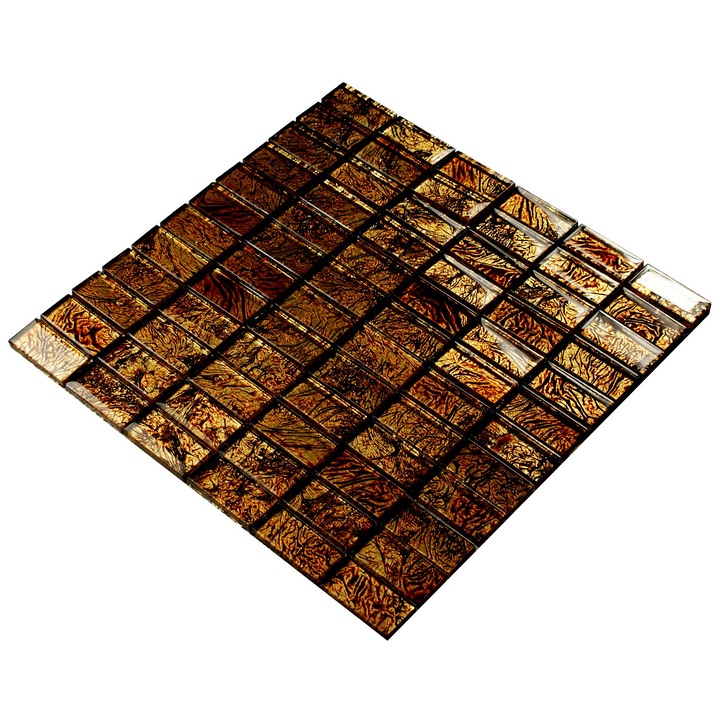Мозайка "BOROSSO BRICK", кехлибарена декоративна, стъкло, кафяв
