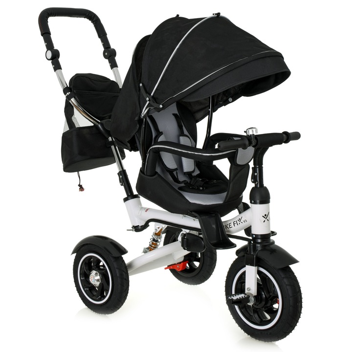 Триколка Trike Fix V3, 3 в 1, със сенник, колела 28 см, черна, за деца 1-6 години