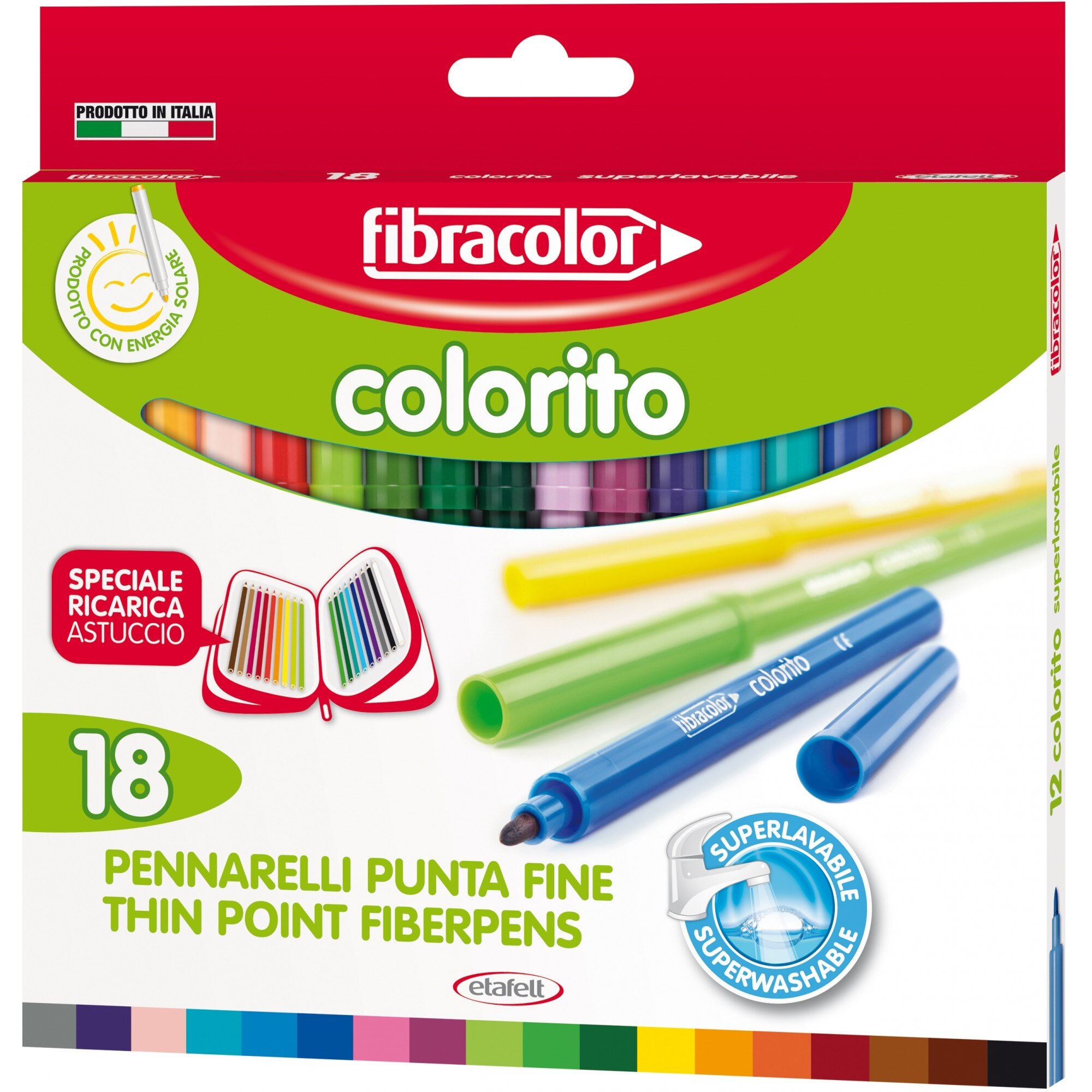 Set carioci Fibracolor superlavabile, 18 culori