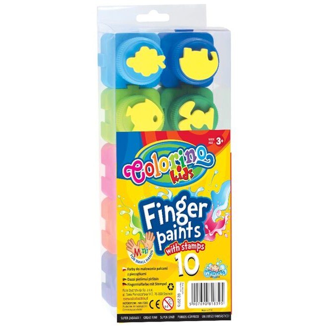 Set tempera Colorino Finger paint cu stampile, 10 culori