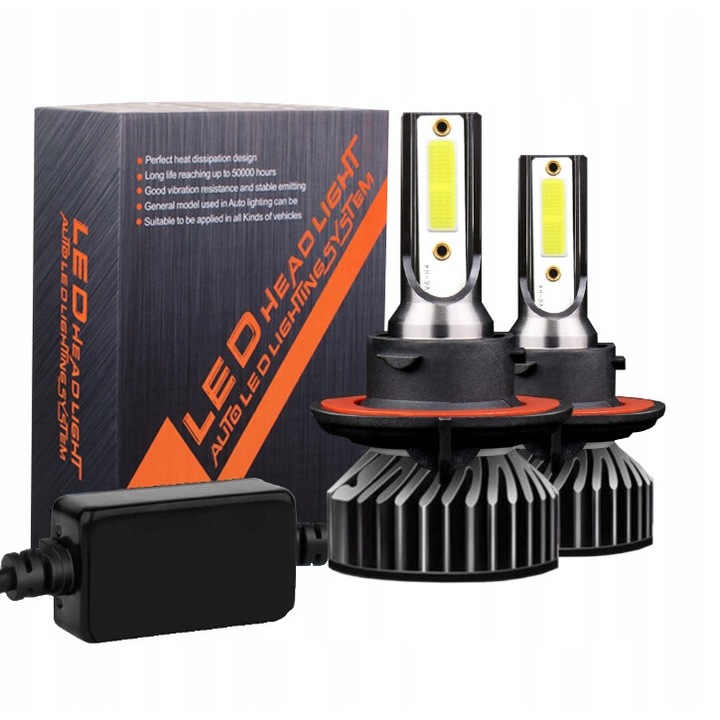 LED izzók, mini H13 COB, LedHeadlight, 20000lm, CANBUS, 100W, erős, 2 db
