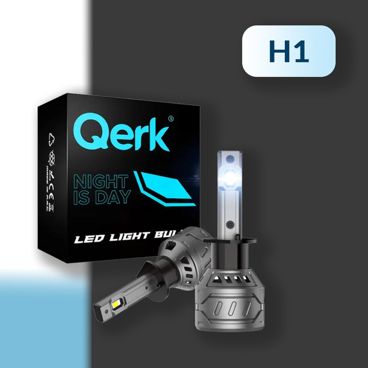 Set 2 Becuri Led Auto H1, Qerk, P14.5S, 120 W, 6000 K, 13000 Lm, 12 V, 60000 H, Lumini De Drum, Lumini De Intalnire, Lumini De Ceata