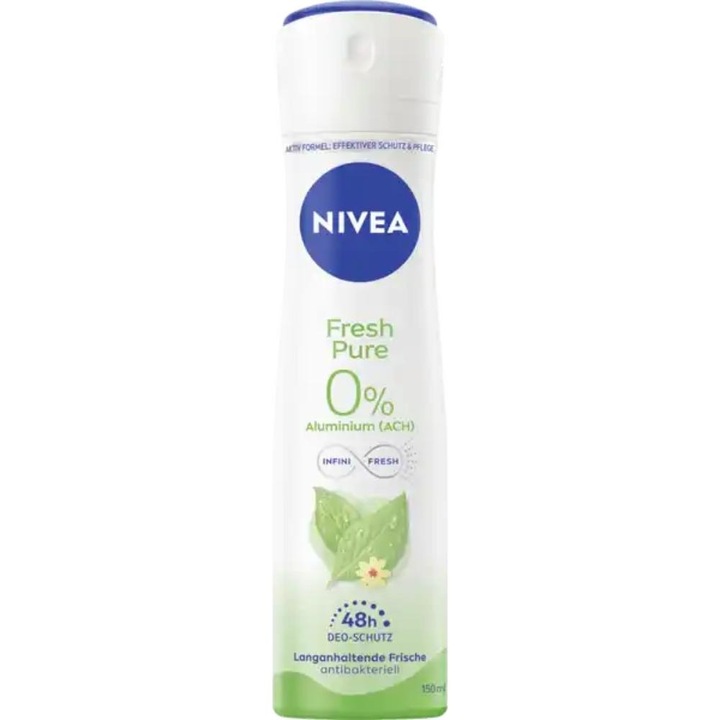 Deodorant Spray, Nivea, Women, Fresh Pure, 0% Aluminiu, 150 ml