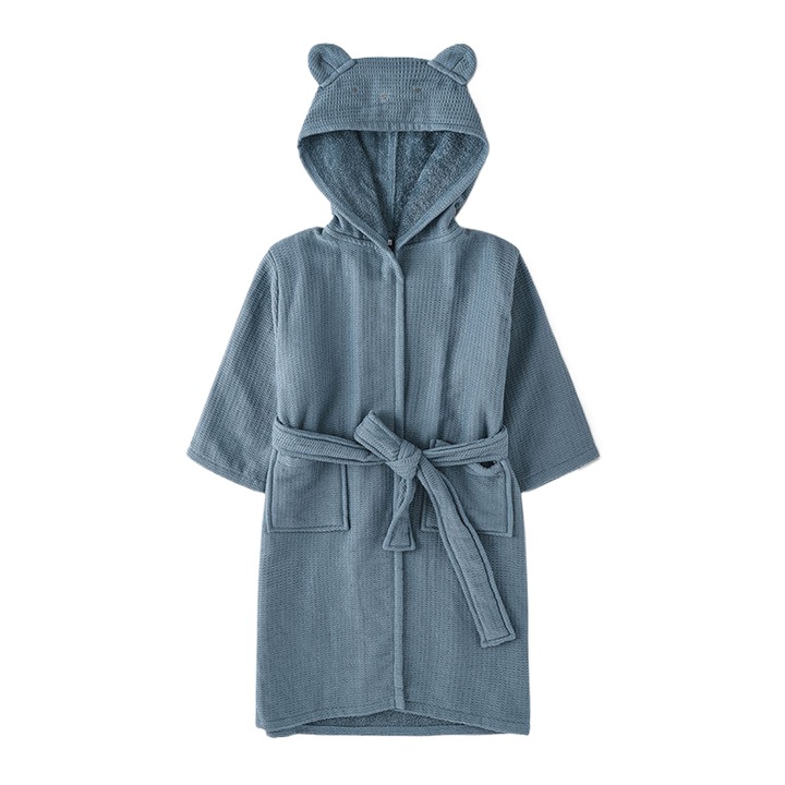 Детски халат, бамбук, син, M INTL