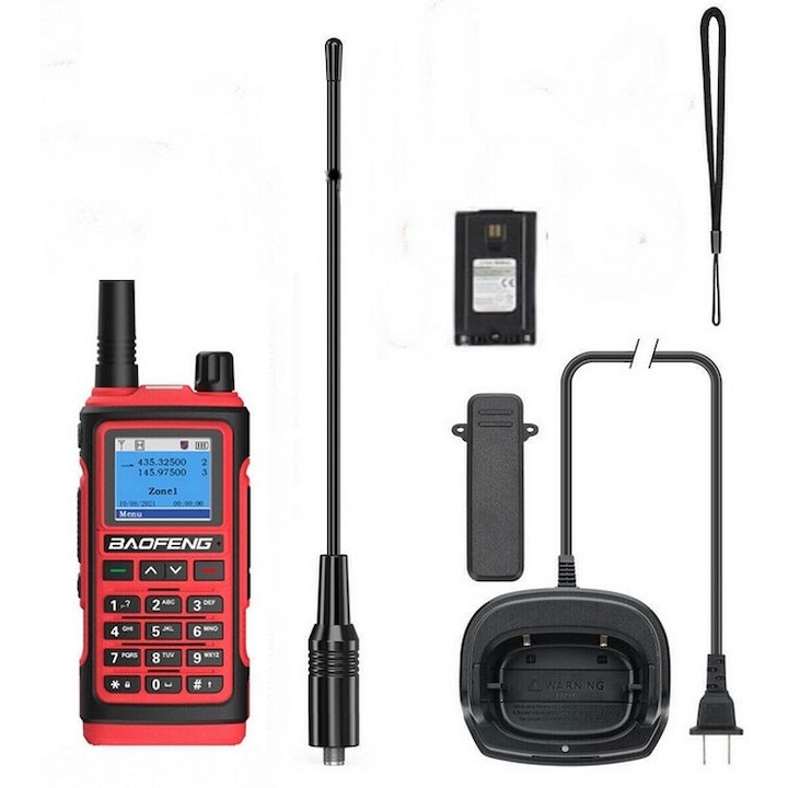 Baofeng UV 17 Walkie Talkie VHF/UHF Tri-banda 1800 mAH, 999 de canale Rosu