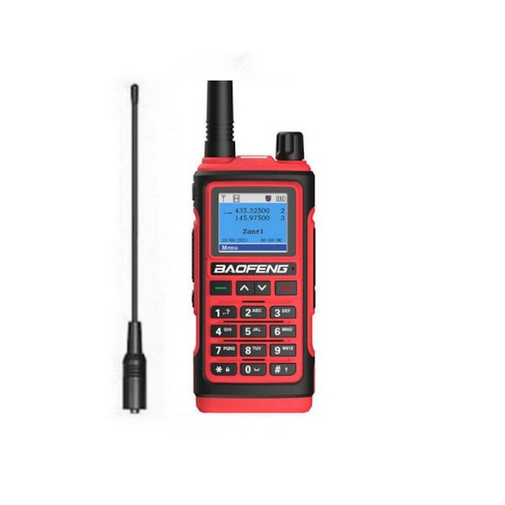 Baofeng UV 17 Walkie Walkie Talkie cu raza lunga de actiune VHF/UHF, tri-banda 1800 mAH, 999 de canale Rosu