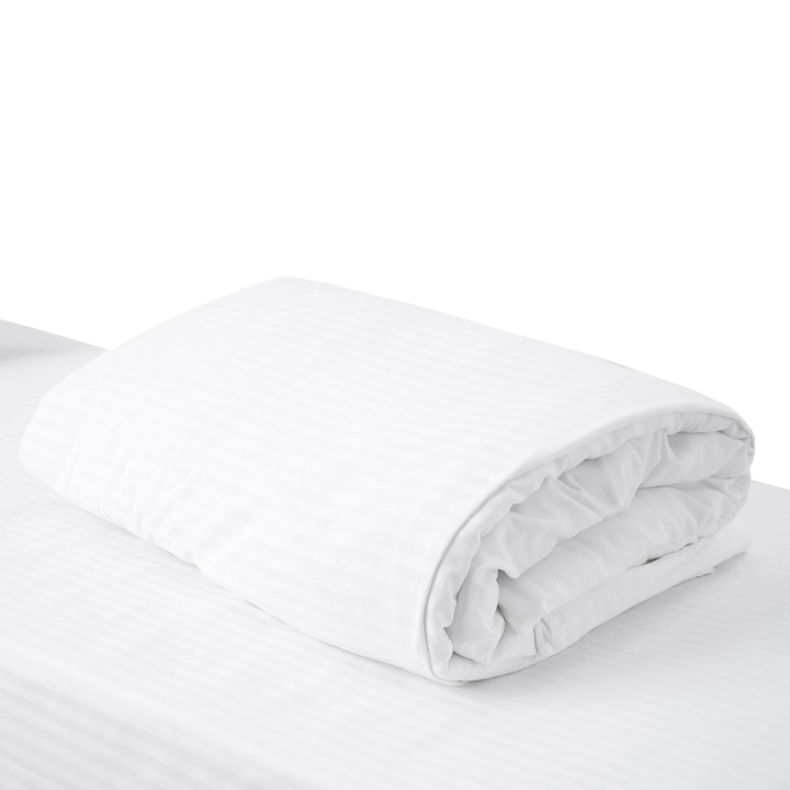 Cearceaf de pilota Heinner Home Damasc, 100% bumbac, 150 GSM, 250 TC, dungi satinate 1 cm, 180 x 210 cm