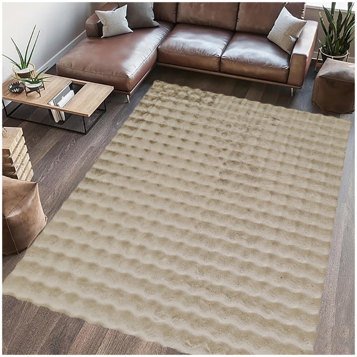 Килим Heinner Home Paopao, Правоъгълен, 160 x 230 см, 1600 гр/м², 100% полиестер, Бежов