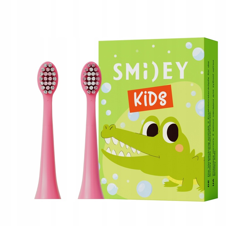 Rezerve Periuta De Dinti Electrica Pentru Copii, Smiley, Kids, 2 Buc, 3 Ani+, Tehnologie Avansata, Certificate De Siguranta, Recomandate De Dentist, Roz