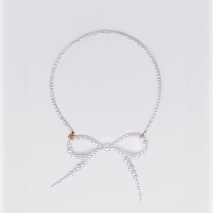 Colier perle din scoica, alb, Berro Jewelry, incuietoare din inox placata cu aur 24k, 47cm