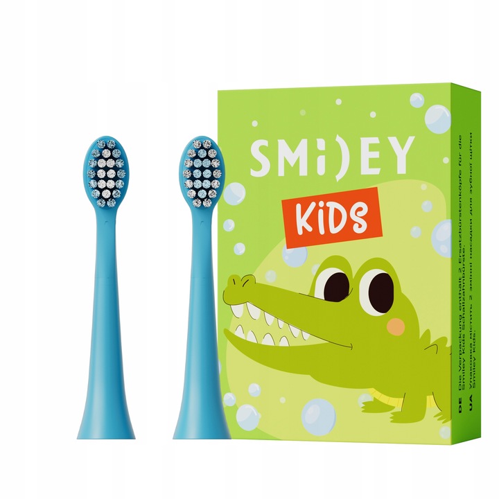 Rezerve Periuta De Dinti Electrica Pentru Copii, Smiley, Kids, 2 Buc, 3 Ani+, Recomandat De Dentisti, Siguranta Si Fiabilitatea In Utilizare, Adaptate La Nevoile Copiilor, Albastru