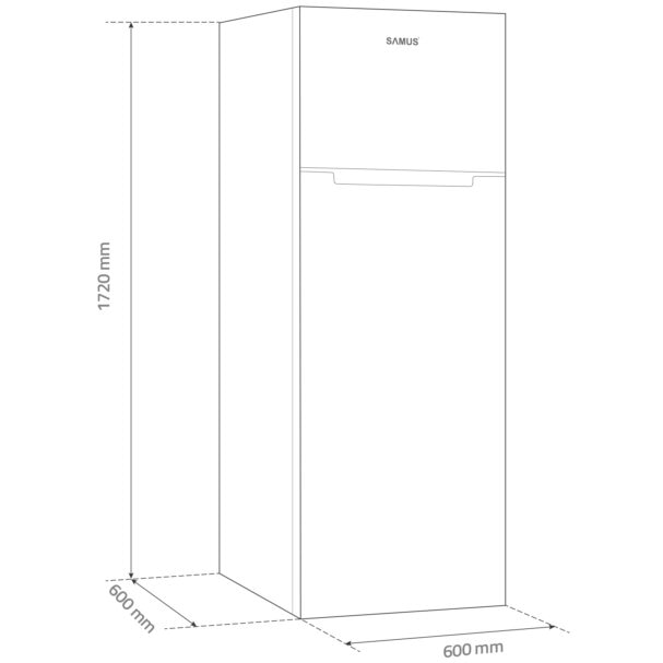 Frigider cu 2 usi Samus SX464E, 304 L, Clasa Energetica E, Dezghetare automata frigider, Termostat reglabil, H 172 cm, Inox