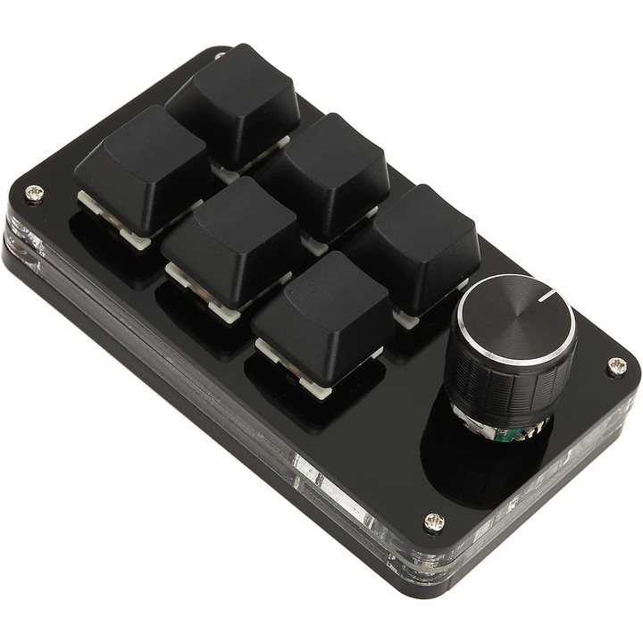 Макро клавиатура за игри, Er-Tech, Mini Mechanical Keyboard, Софтуер, 3D моделиране, с 6 клавиша и 1 потенциометър, Направи си сам, USB двоен режим, персонализирана и програмируема, USB връзка