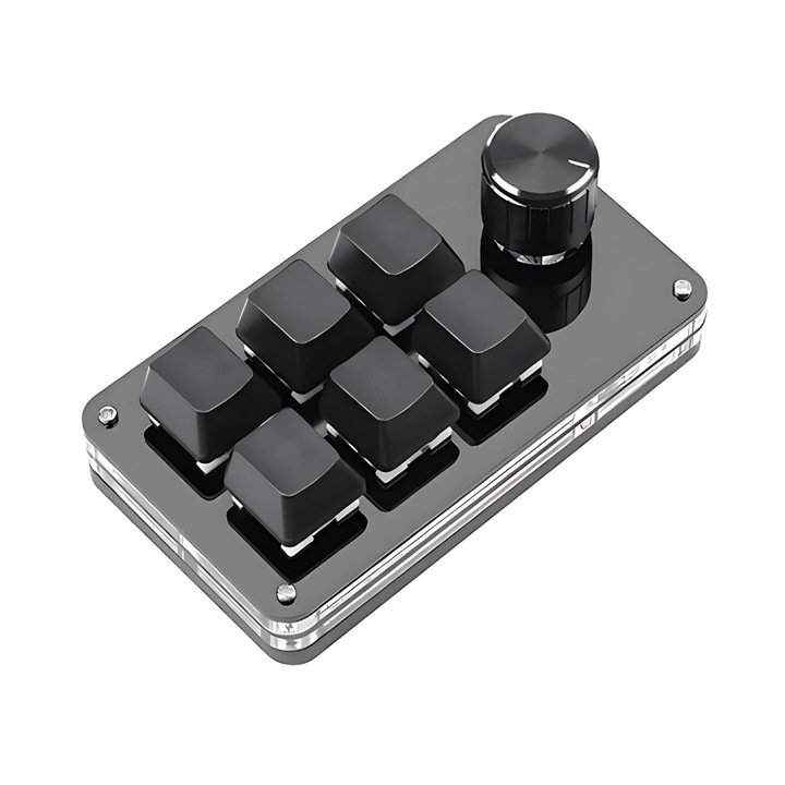 Клавиатура за игри Er-Tech Mini Mechanical Keyboard, макро, софтуер, 3D моделиране, с 6 клавиша и 1 потенциометър, направи си сам, USB двоен режим, персонализирана и програмируема, USB - USB C връзка