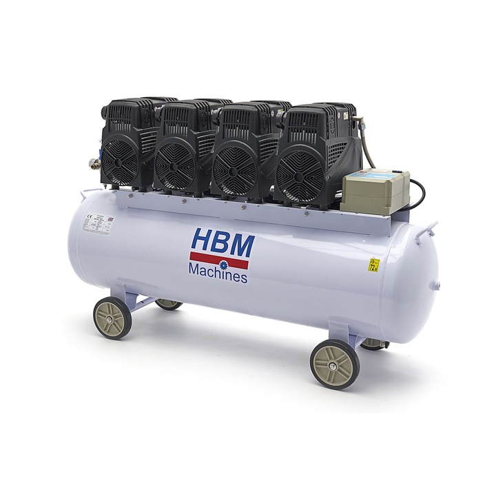 Compresor silentios cu zgomot redus fara ulei, HBM, 200 L, 8 cp