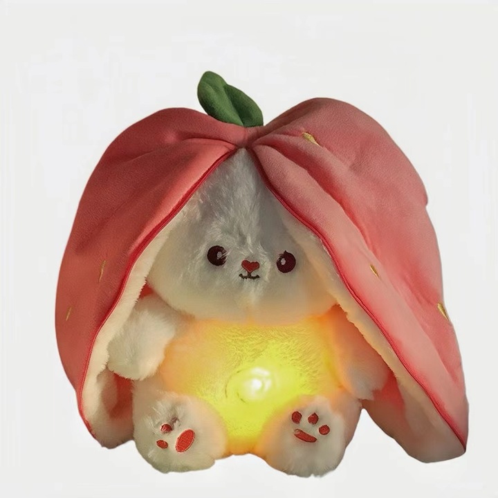 Плюшена играчка, зайче Зоуи, светлина със звуци, розово/бяло, 25x30x20см