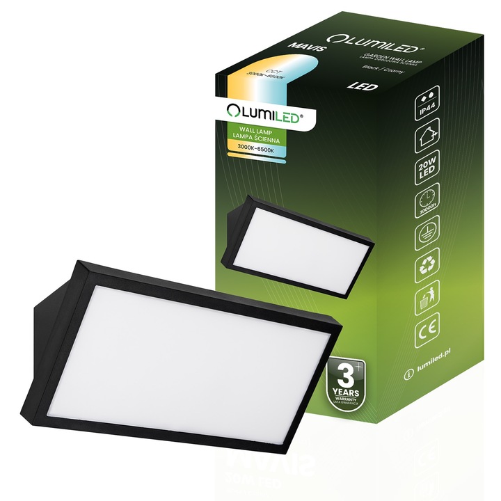 Градинска лампа, Lumiled MAVIS, LED 20W, регулируема, черна, 26x13см