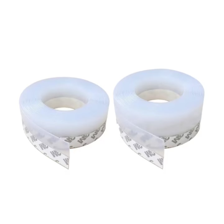 Set 2 x Banda de Etansare din Silicon, TopBazar, Pentru Usa, Fereastra, Transparenta, 25 mm x 1, 8 m + 45 mm x 1, 8 m