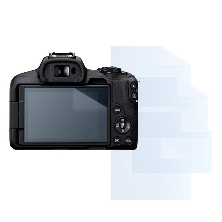 Fóliakészlet Canon EOS R50-hez, FONIX LENS DEFENSE, 4 szilikon képernyőfólia, ütésálló, karcmentes, regenerálható, tartós, időjárásálló, átlátszó