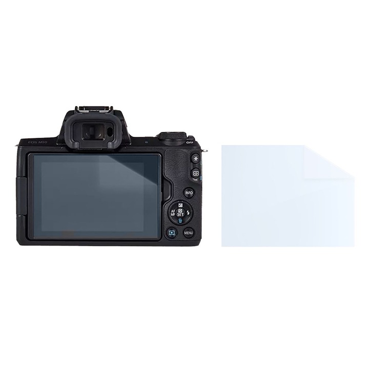 Fóliakészlet Canon EOS M50-hez, FONIX LENS DEFENSE, 1 szilikonfólia képernyőhöz, ütésálló, karcmentes, regenerálható, tartós, időjárásálló, átlátszó