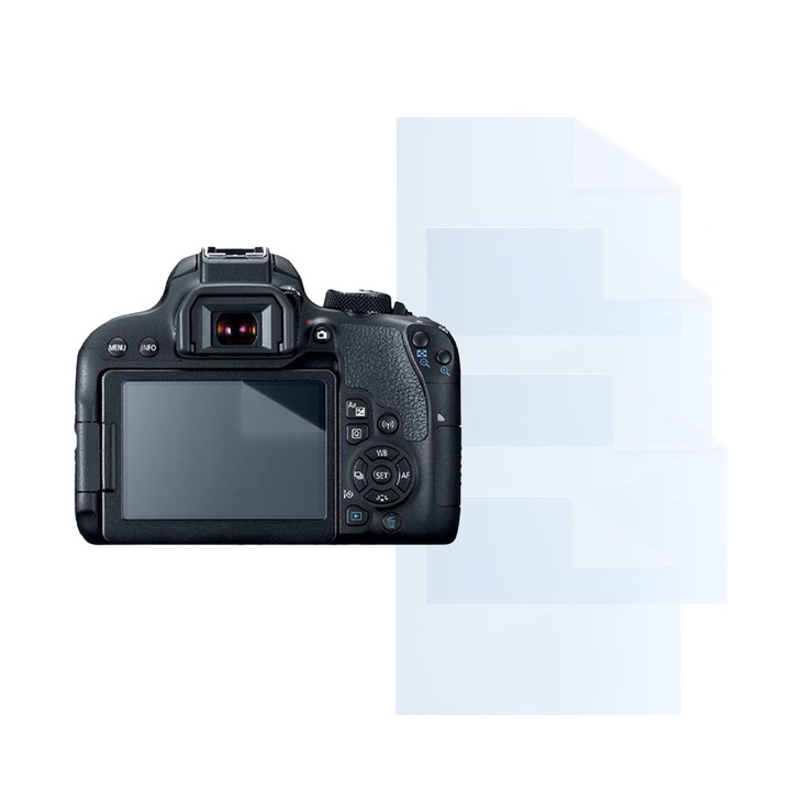 Комплект фолио за Canon EOS Rebel T7i, FONIX LENS DEFENCE, 4 силиконови фолиа за екрана, против удари, против надраскване, регенерируеми, издръжливи, устойчиви на атмосферни влияния, прозрачни