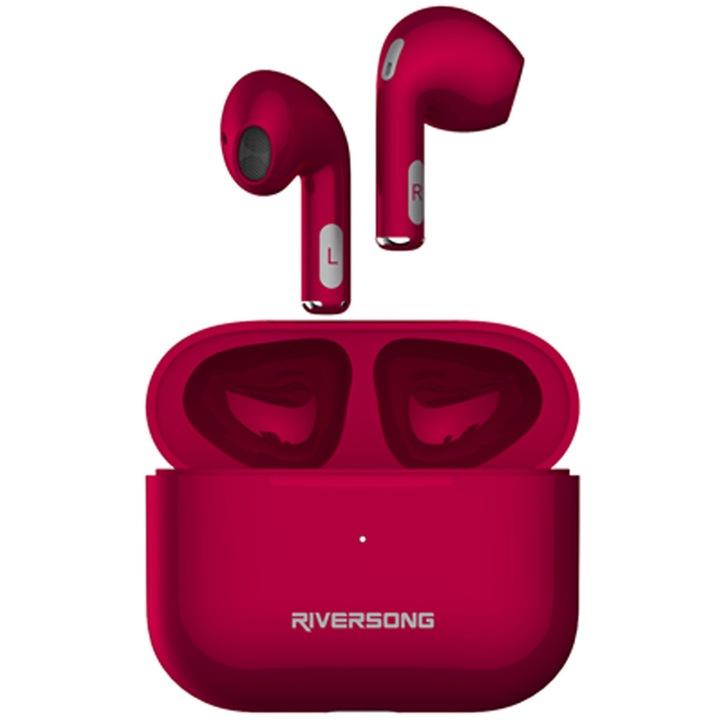 Casti Wireless Bluetooth Riversong Air Mini Pro Earbud, Red Magenta