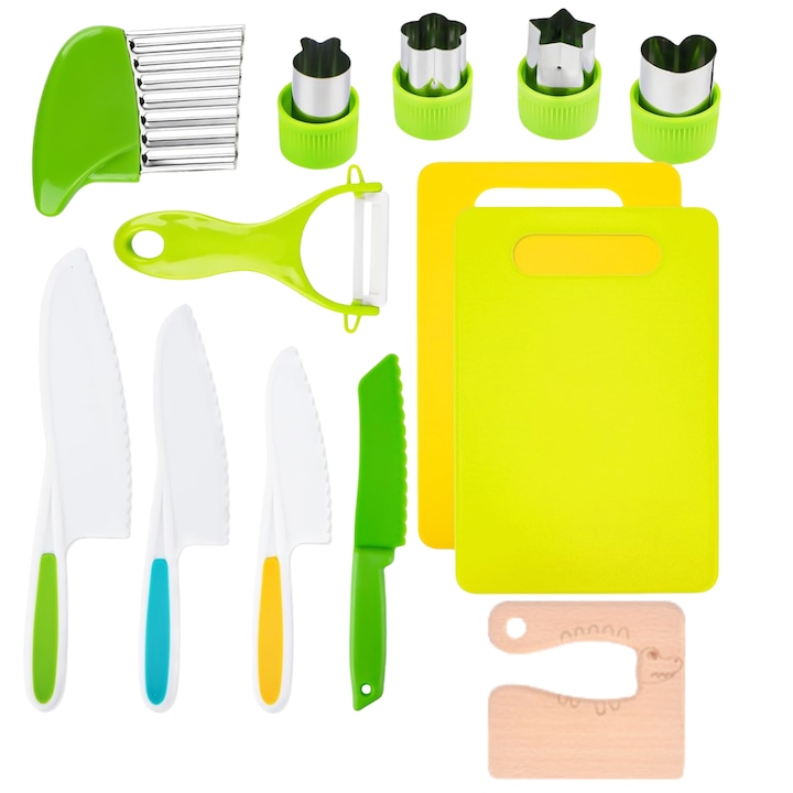 Set de cutite pentru copii MunDeir, 13 piese, polipropilena, multicolor