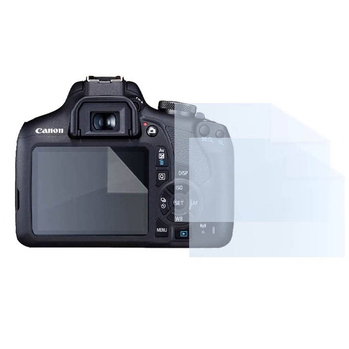 Fóliakészlet Canon EOS 2000D, FONIX LENS DEFENSE, 2 szilikon képernyőfólia, ütésálló, karcmentes, regenerálható, tartós, időjárásálló, átlátszó