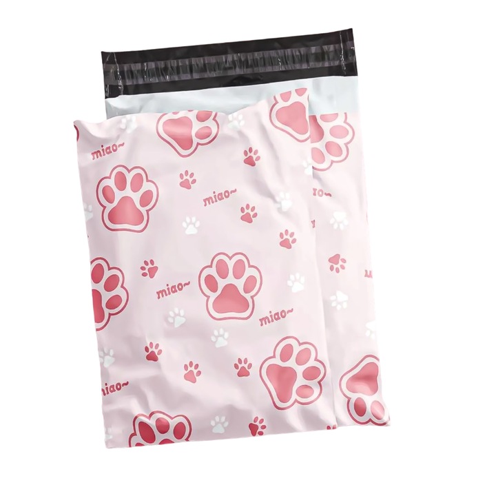 Plic curierat cu model Labute pisica, 320 x 450 mm, 50 buc/ set, Roz