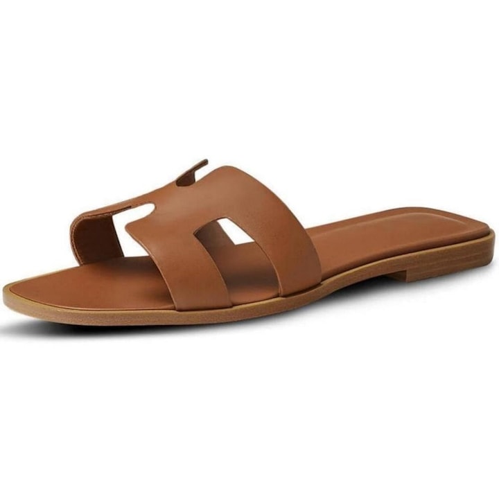 Sandale de vara dama, microfibra, maro, 39EU