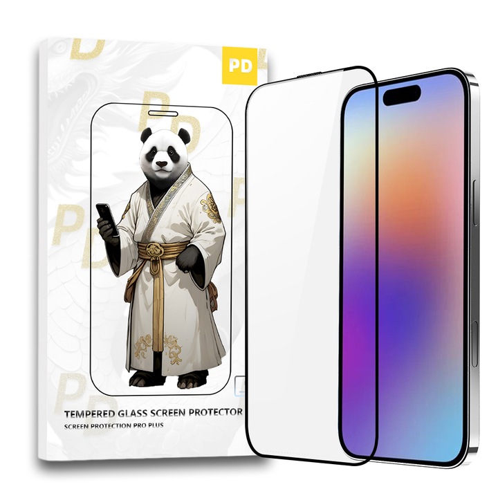 Folie de protectie PD pentru iPhone 16 Plus, rezistent la zgarieturi, antistatic, Ultra HD, anti-pete de ulei, Margini negre