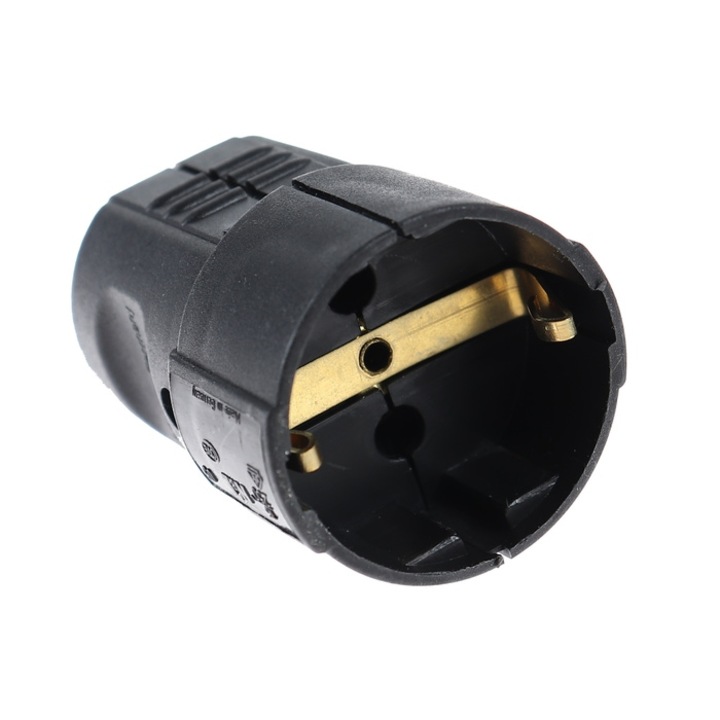 Cupla impamantare cu ajutaj N&L, ABS, IP20, contact protectie copii, 16 A, 250 V