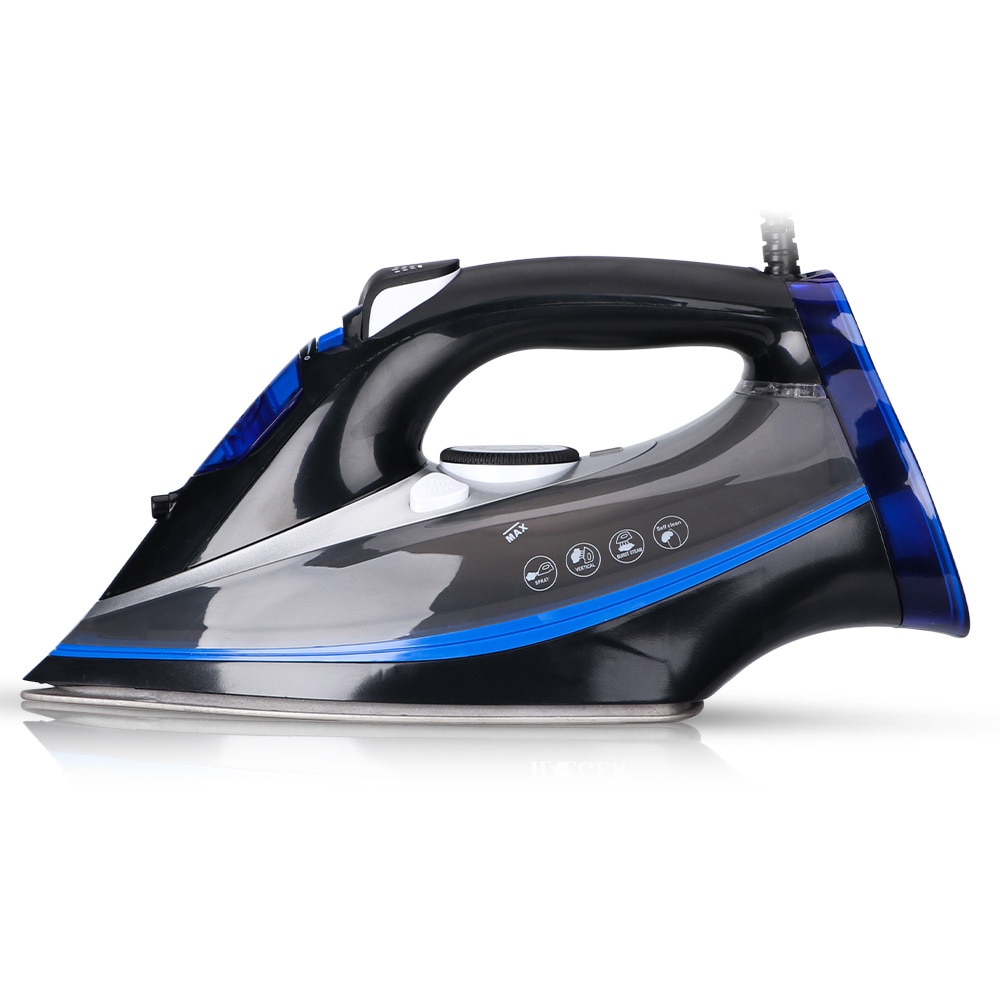 Fier de calcat ceramic Power-Steam, Golxmse, 2200W, rezervor 400ml, Functie auto curatare, Auto oprire, Talpa Ceramica Auto-Clean, Sistem Anticalcar, Jet de abur 260g/min, negru/albastru, 33x13x16cm