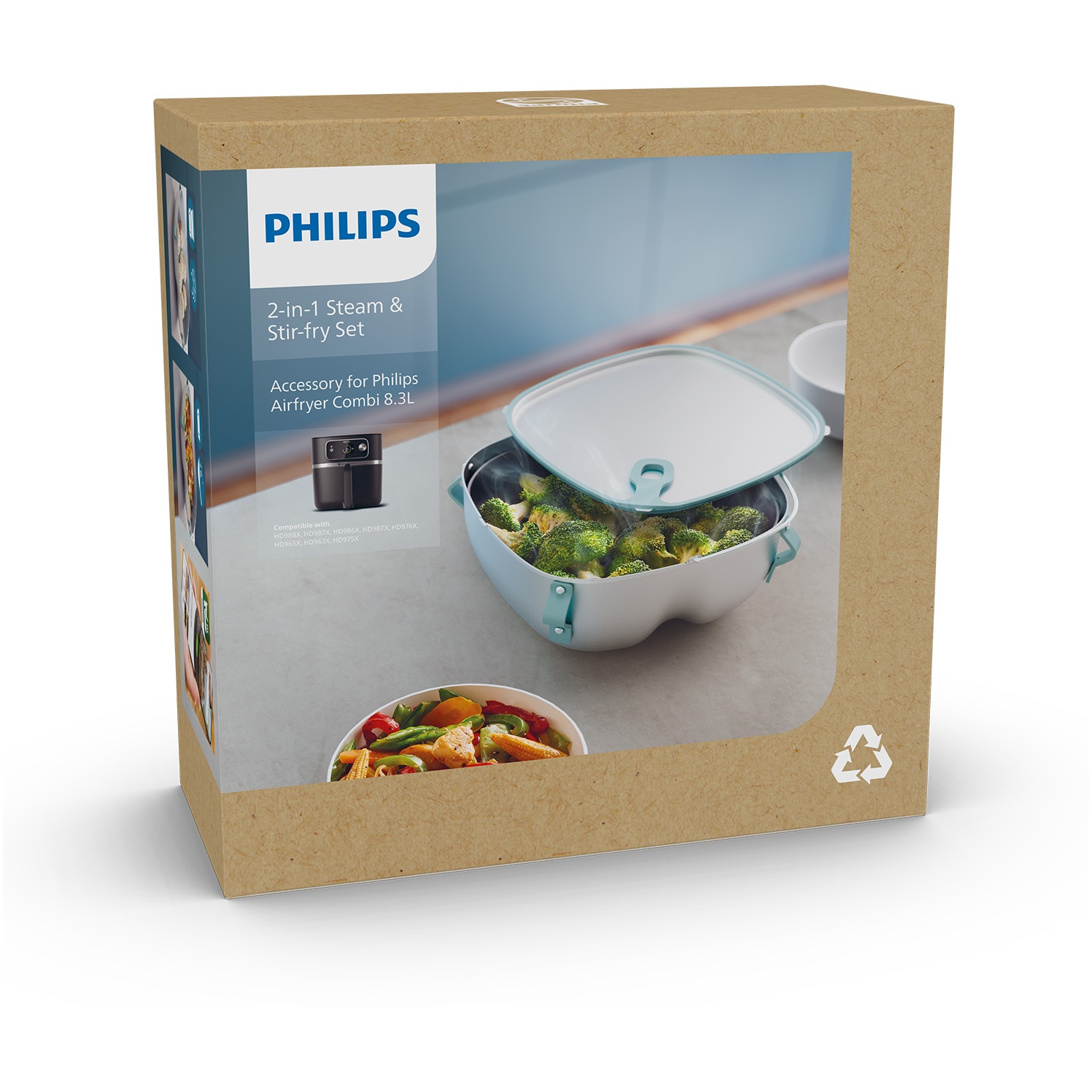 Accesoriu pentru Airfryer Philips HD9960/00, Set 2-in-1 gatit cu