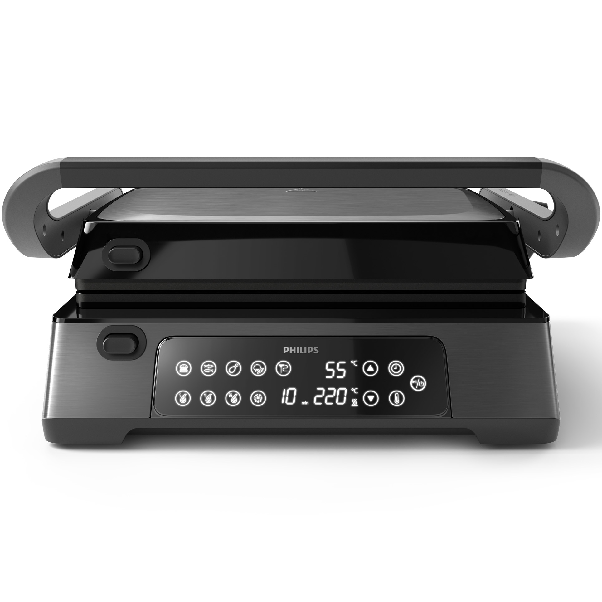 Gratar electric Philips HD6307/70 Seria 7000, 2200 W, inaltime reglabila, 8 programe presetate, cronometru, sonda de temperatura, control digital al temperaturii, placi antiaderent