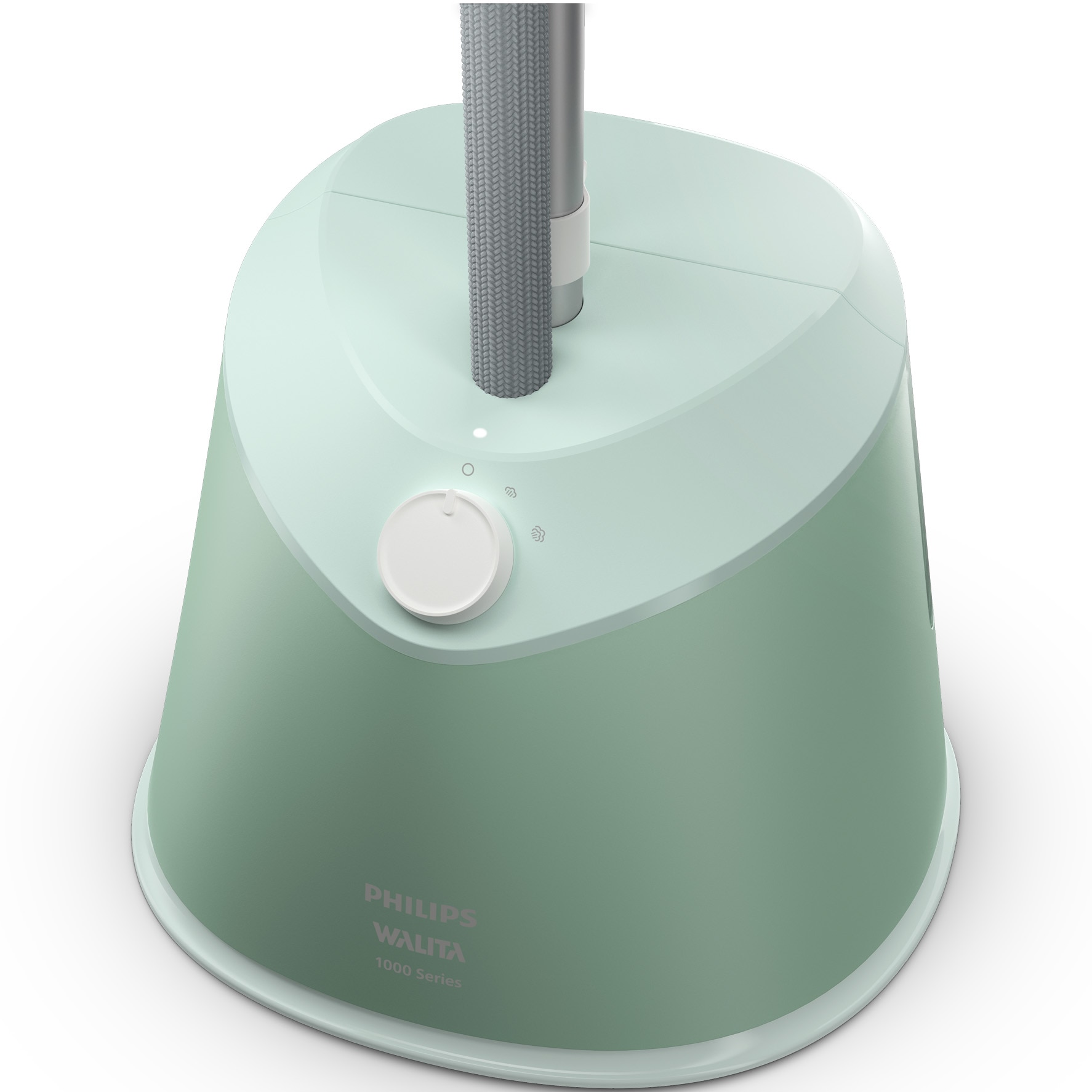 Aparat de calcat vertical cu picior Philips STE1010/70, picior ajustabil pe inaltime, putere 1600W (240V), 2 setari pentru abur, debit abur 35g/min, manusa, capacitate rezervor 1.8L, verde