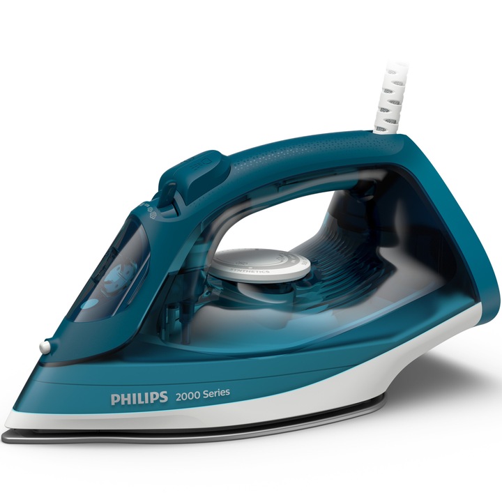Ютия Philips DST2030/90 Series 2000, 2000 W (240 V), Керамична плоча, Поток на пара 25 гр/мин и парна струя 130 гр/мин, Система против капене, Calc Clean, Капацитет на резервоара 250 мл, Автоматично спиране, Тъмносин