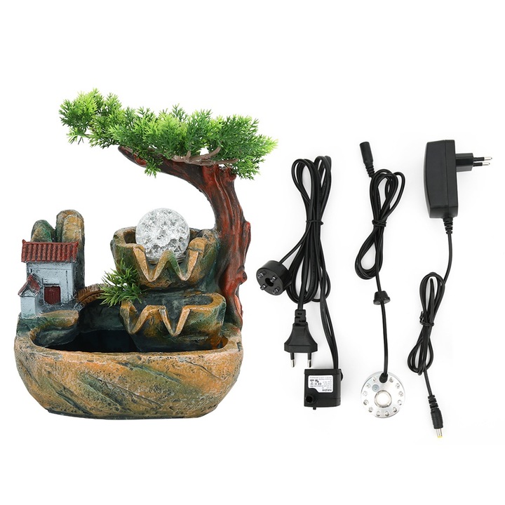 Настолен декоративен фонтан, KkvoGmle, 220V-240V, синтетична смола, вътрешна/външна употреба