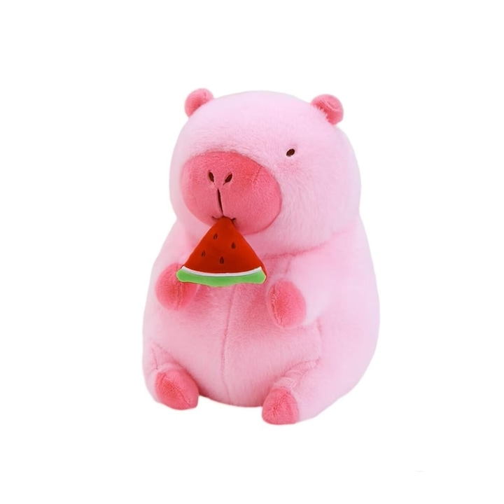 Jucarie din plus, Capibara cu mosor mecanic, roz, 31 cm