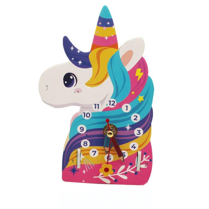 Set ceas manual pentru copii, Lemn, educational, multicolor, +1an