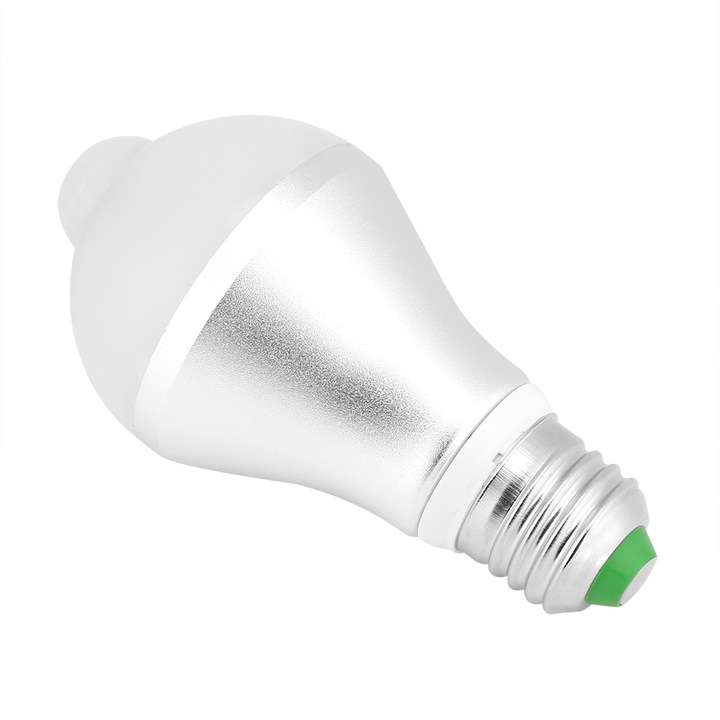 Jormftte 7W fehér 6500K PIR mozgásérzékelős LED izzó, alacsony energiafogyasztás, fürdőszobába és parkolókba